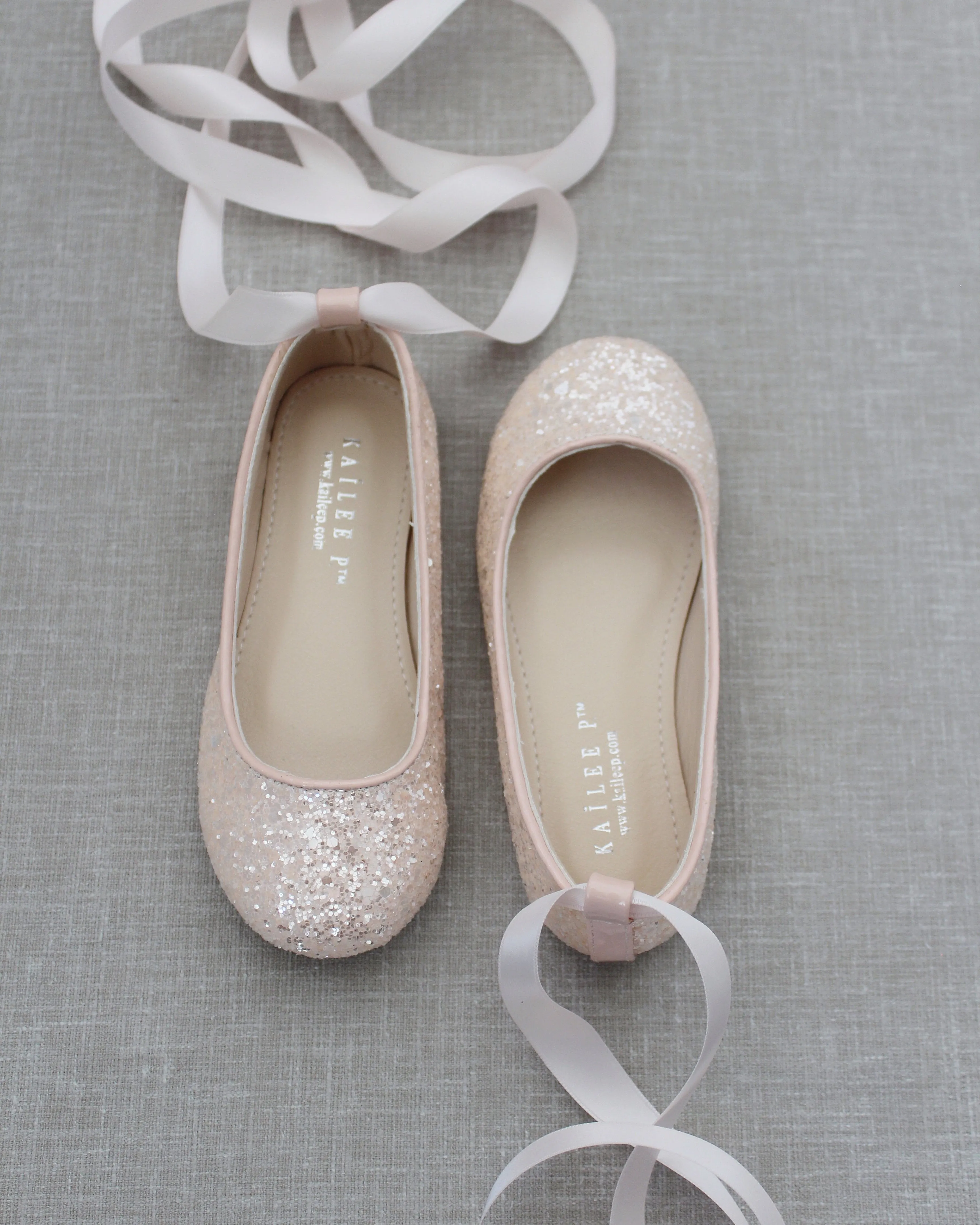 Dusty Pink Ballet Flats with Satin Ankle Strap