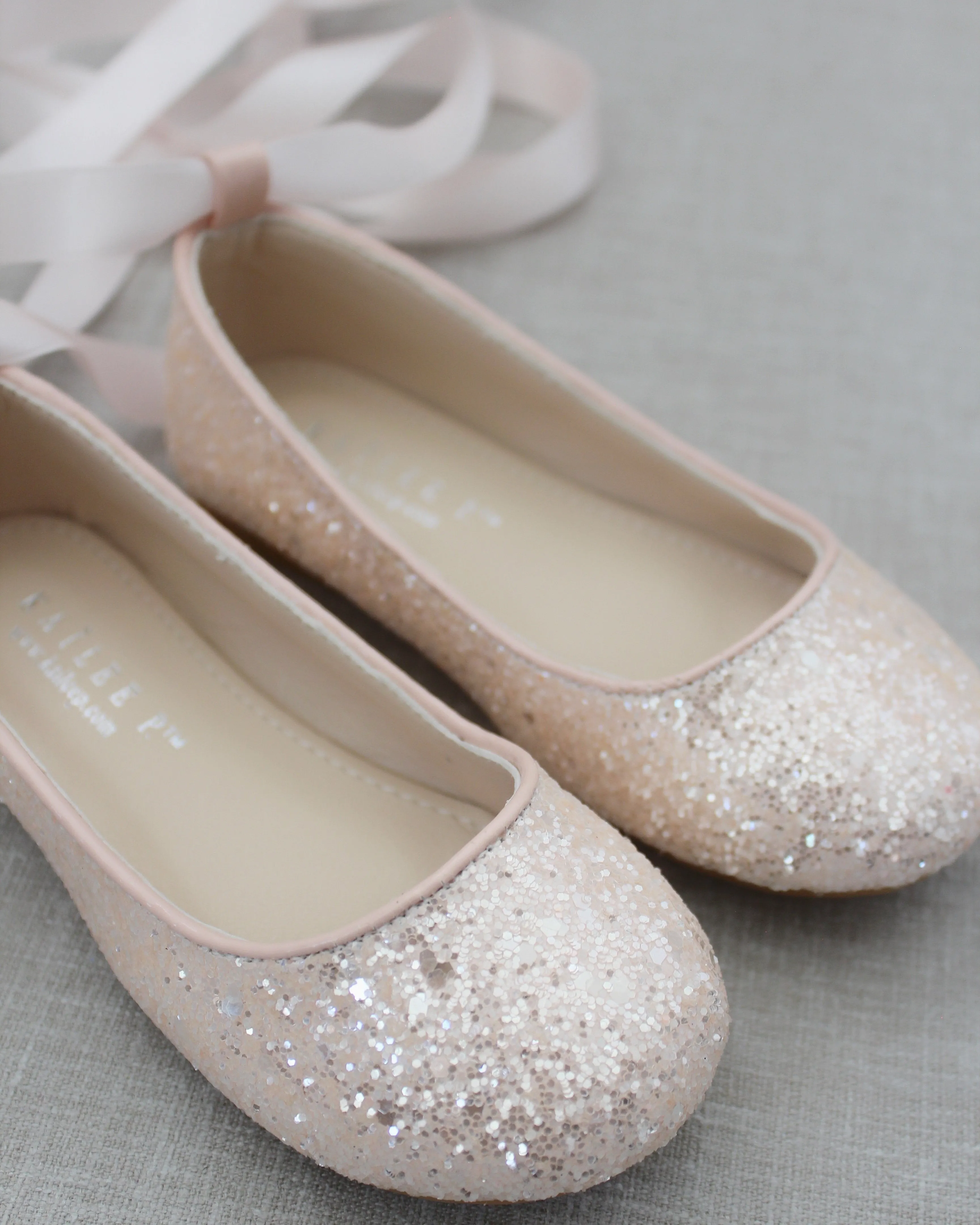 Dusty Pink Ballet Flats with Satin Ankle Strap