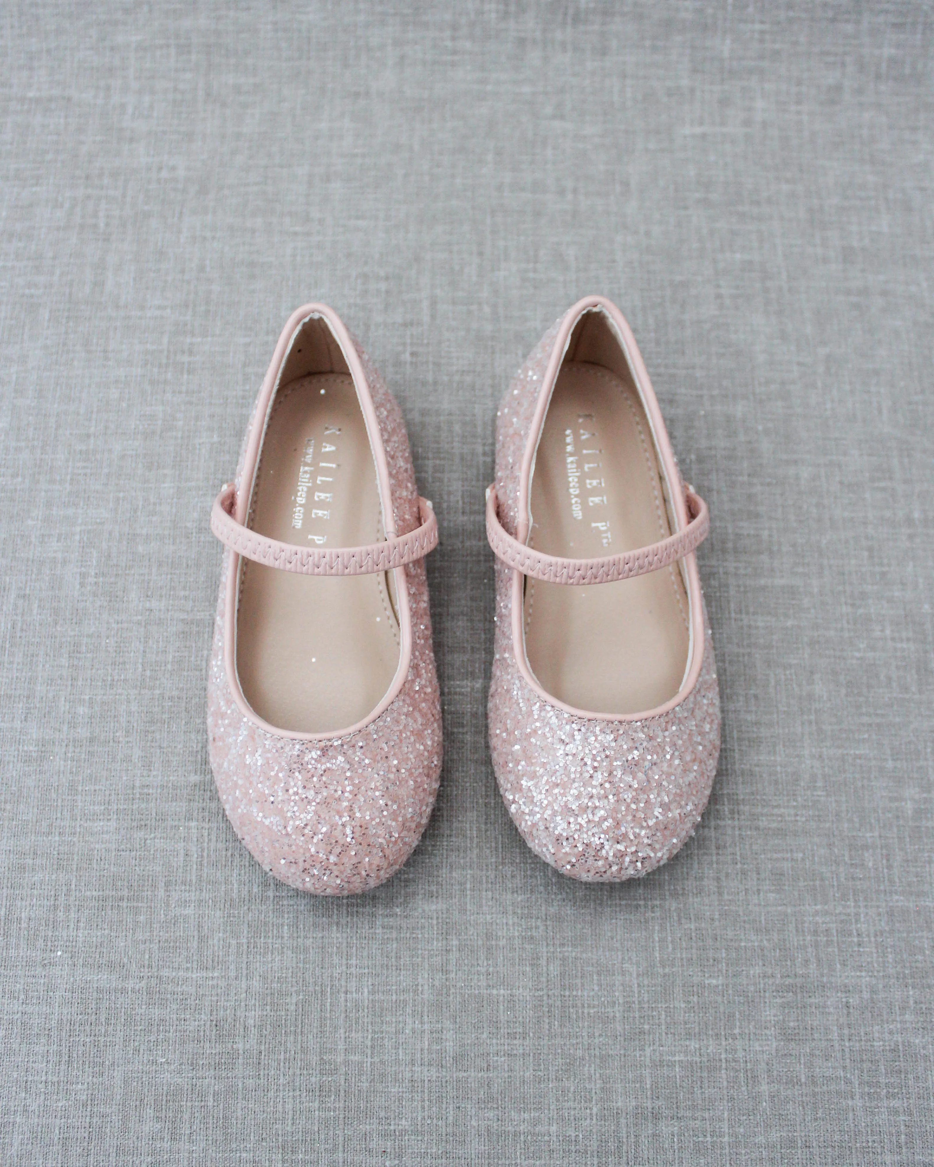 Dusty Pink Sparkly Mary Jane Ballet Flats