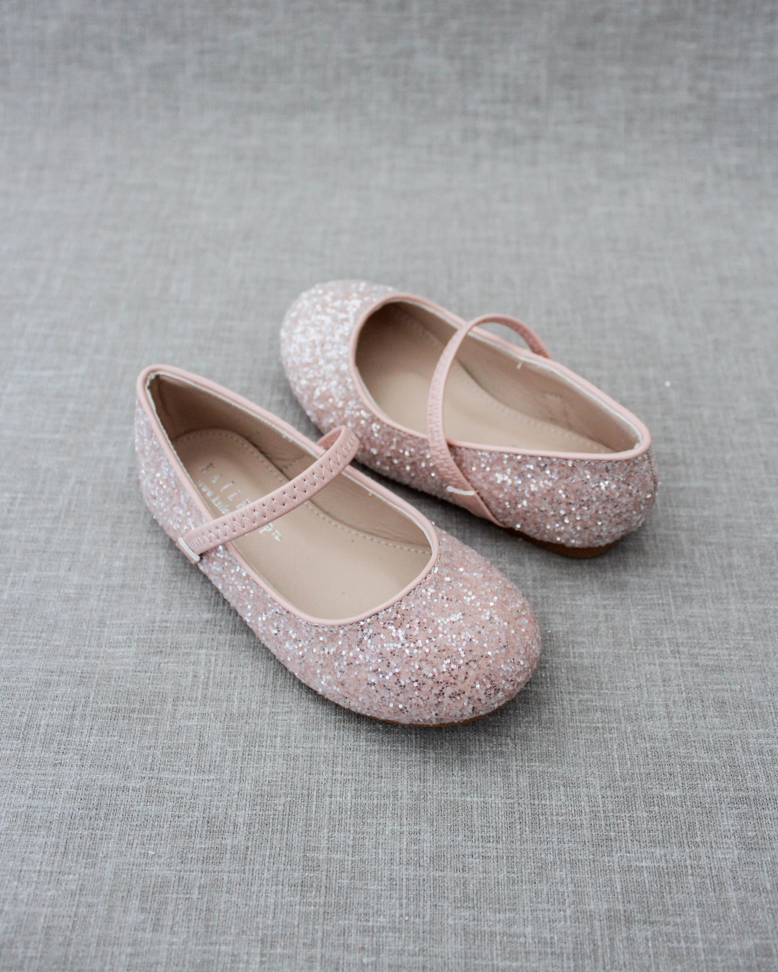 Dusty Pink Sparkly Mary Jane Ballet Flats