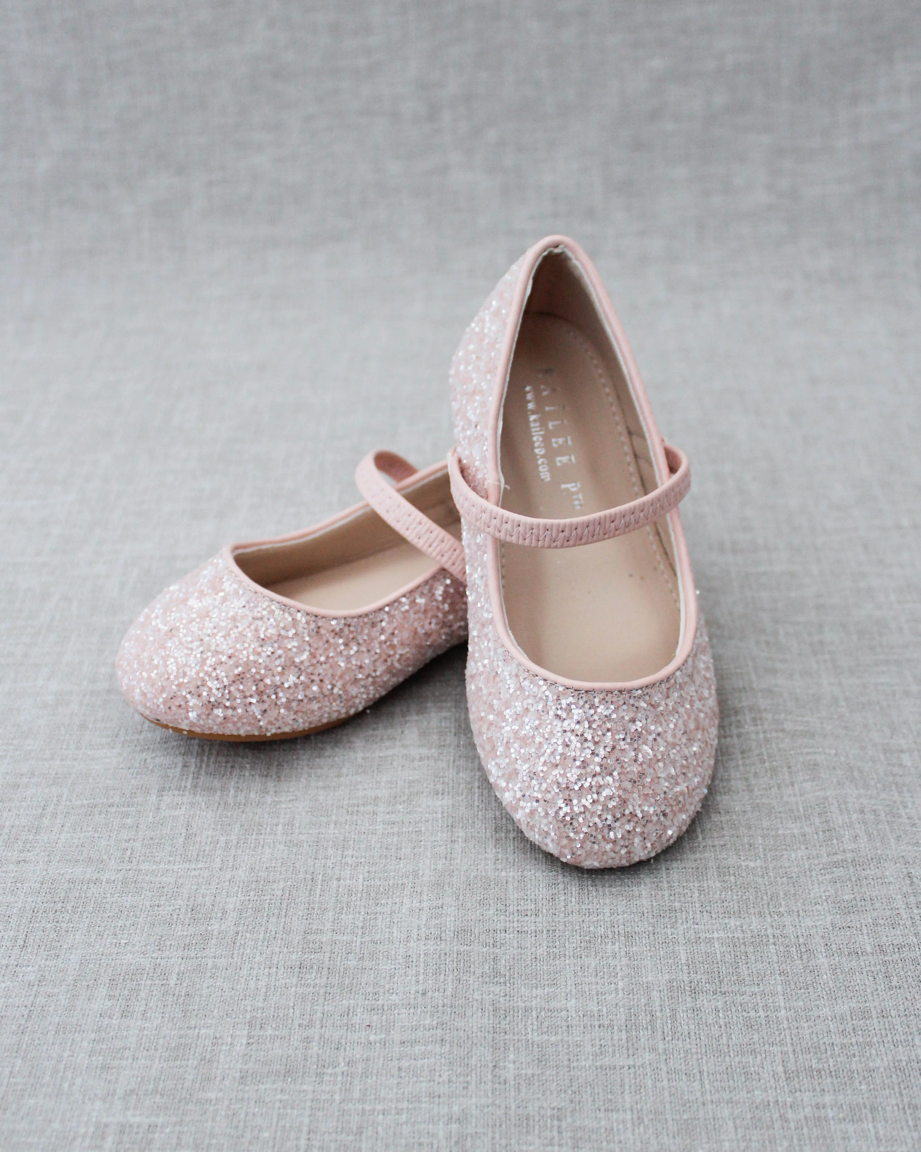 Dusty Pink Sparkly Mary Jane Ballet Flats