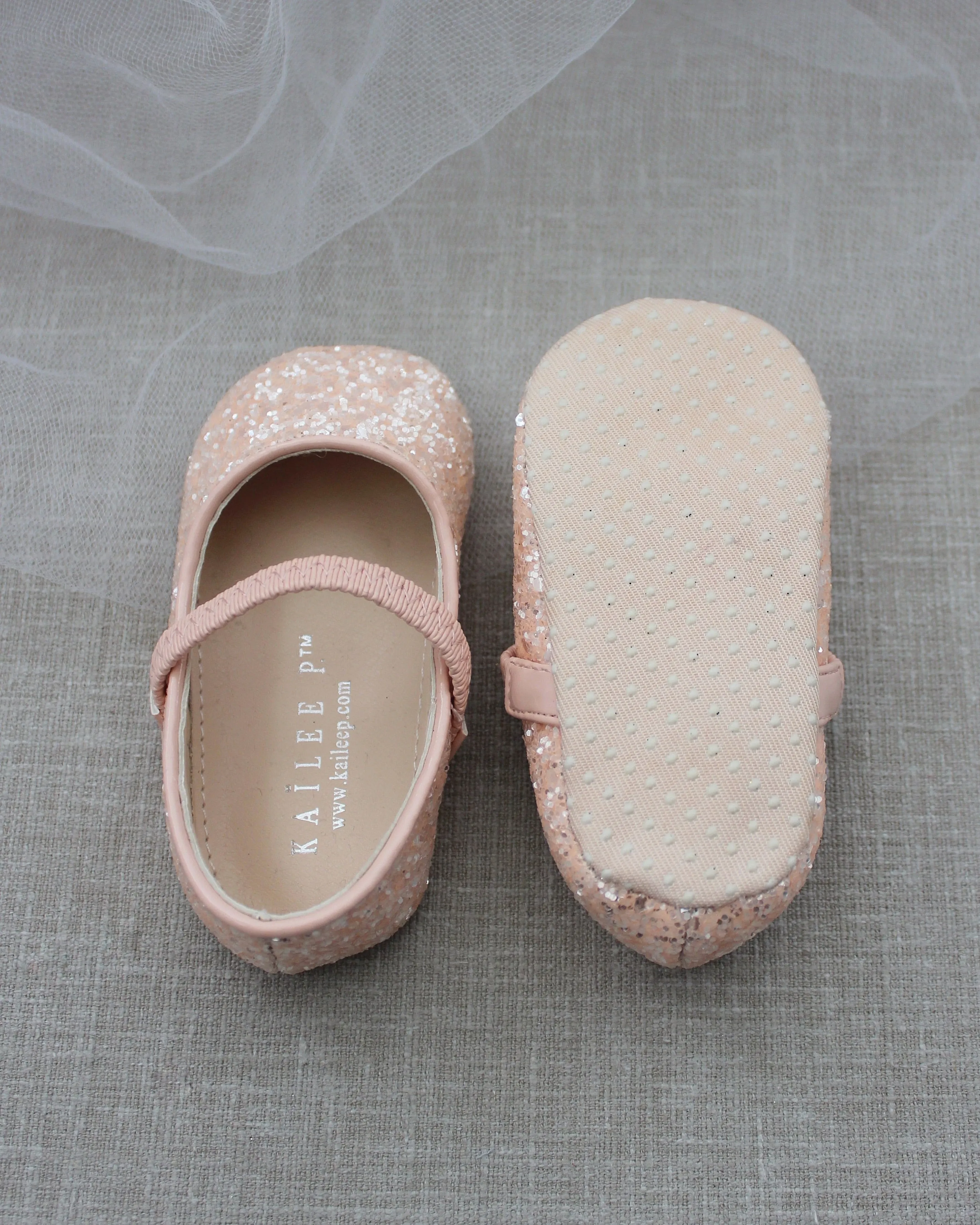 Dusty Pink Sparkly Mary Jane Ballet Flats