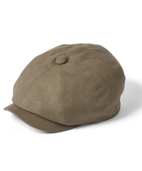 Failsworth Alfie Irish Linen News Boy Cap Khaki - Bennevis Clothing