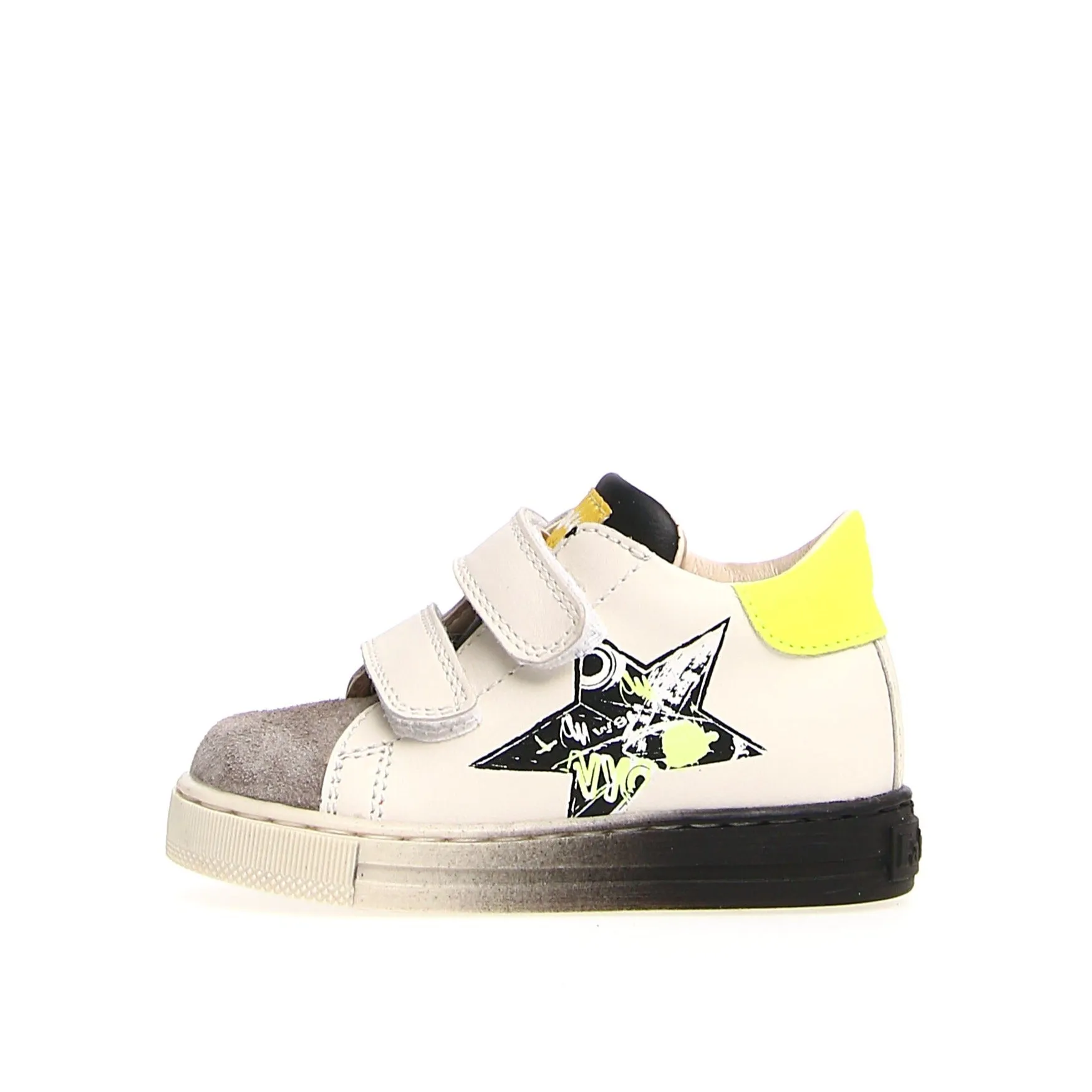 Falcotto Kids Selty Fashion Sneakers, Dark Grey Milk Yellow Fluo