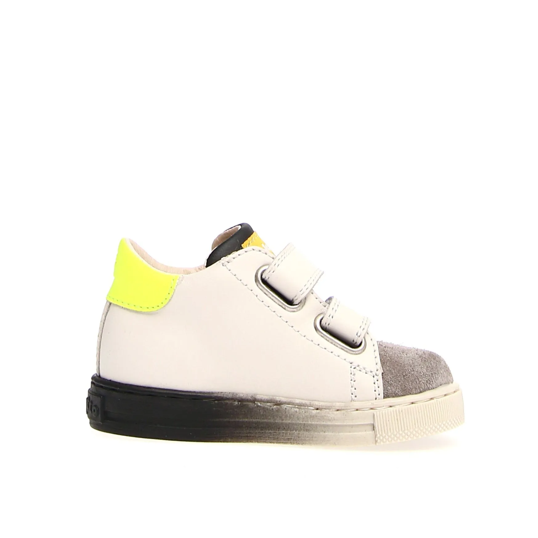 Falcotto Kids Selty Fashion Sneakers, Dark Grey Milk Yellow Fluo