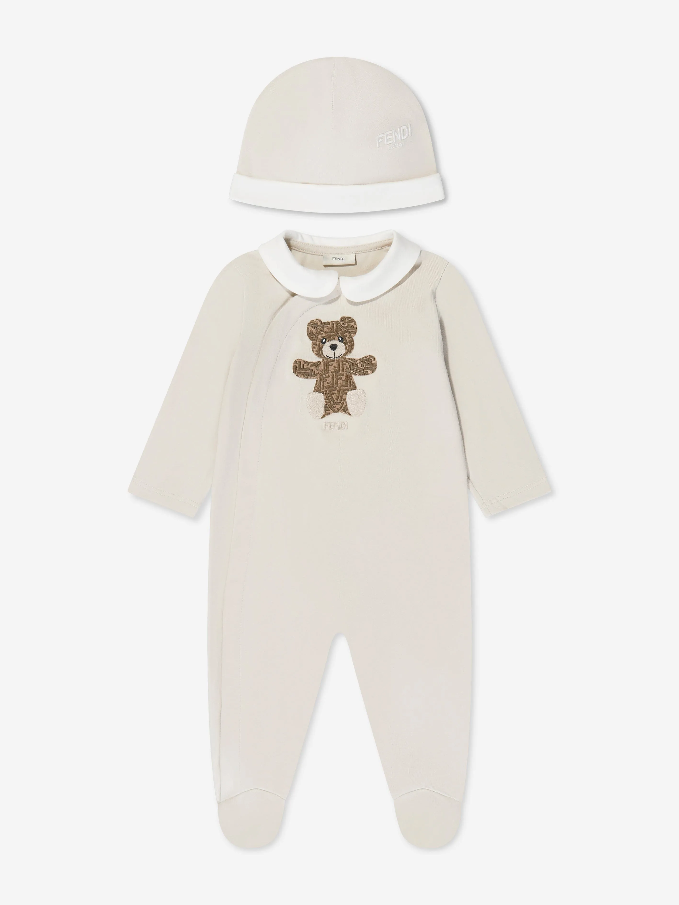 Fendi Kids - Baby Bear Babygrow Gift Set (2 Piece) in Beige | Childsplay Clothing