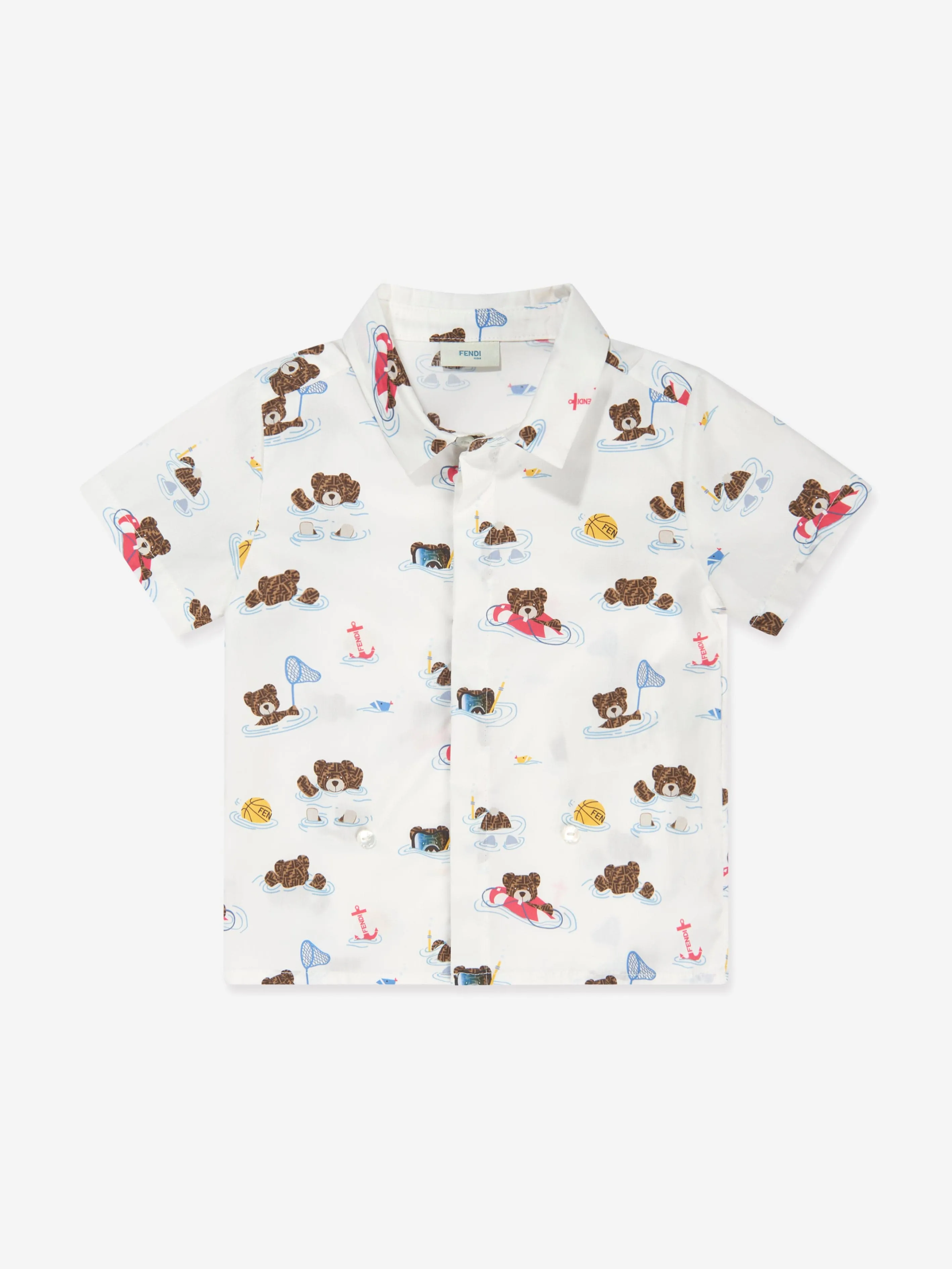 Fendi Kids - Baby Boys Bear Beach Party Romper in Multicolour | Childsplay Clothing