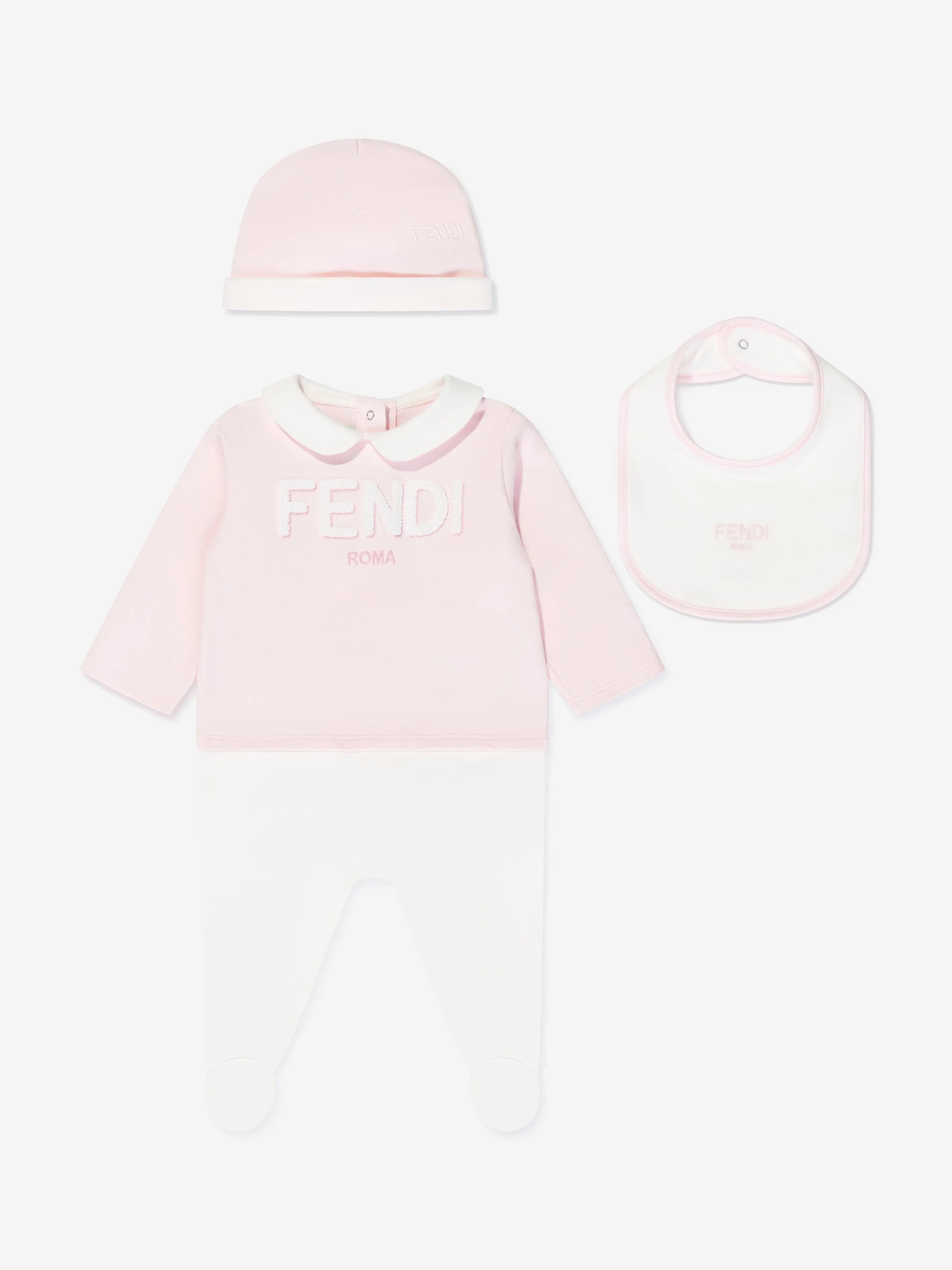 Fendi Kids - Baby Girls Babygrow Gift Set (3 Piece) in Pink | Childsplay Clothing