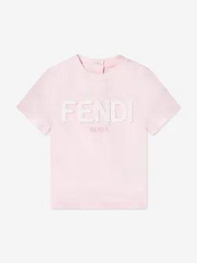 Fendi Kids - Baby Girls Logo T-Shirt in Pink | Childsplay Clothing