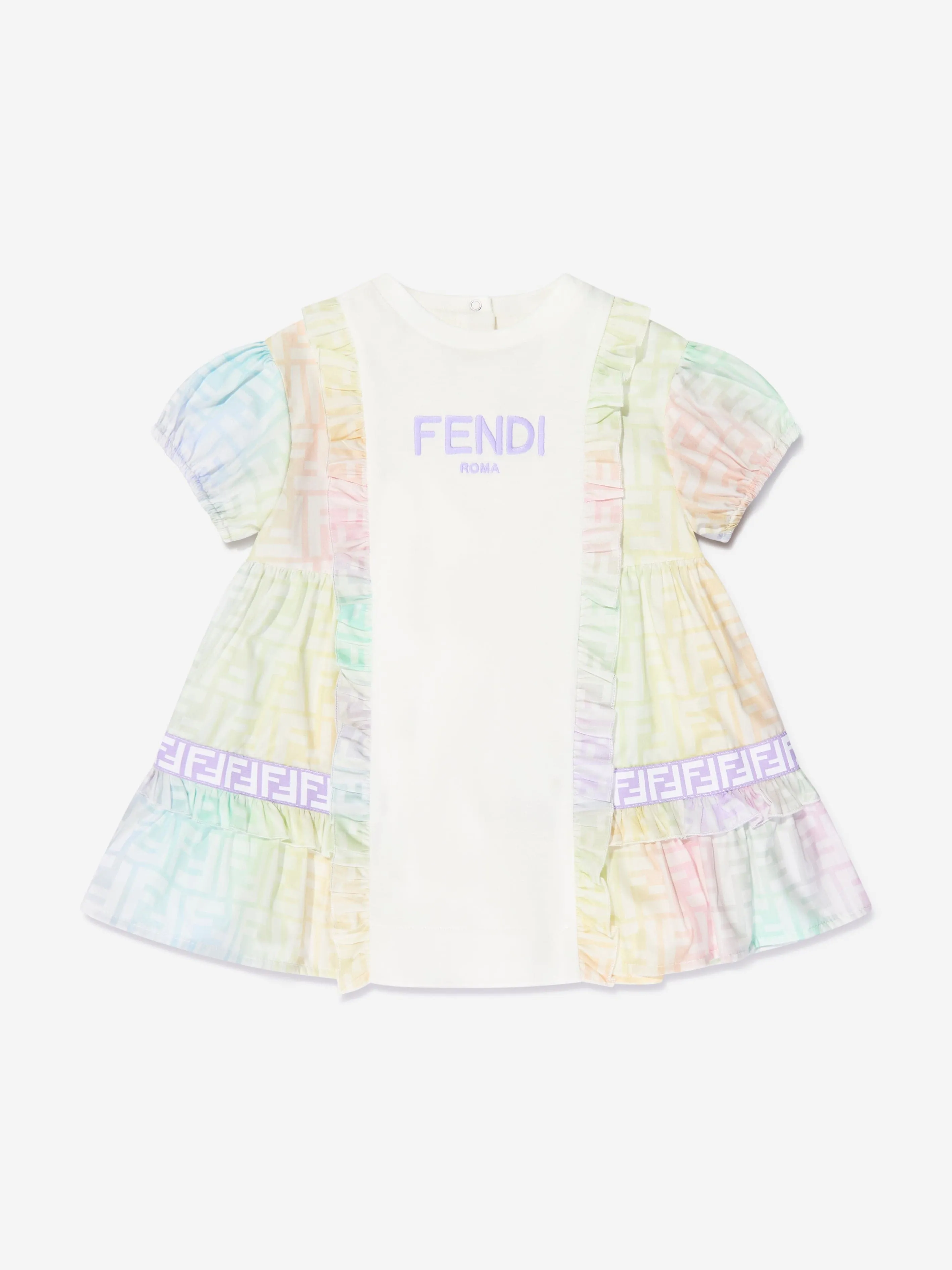 Fendi Kids - Baby Girls Metaverse Logo Dress in Multicolour | Childsplay Clothing