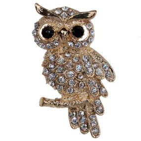 For Weddings S  Brooches Gold Plated Owl Style Shiny Crystal Inlay Lady Jewelry Rhinestone Brooches SM6