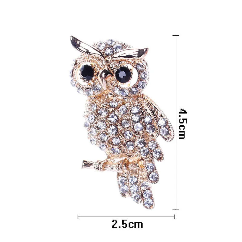 For Weddings S  Brooches Gold Plated Owl Style Shiny Crystal Inlay Lady Jewelry Rhinestone Brooches SM6