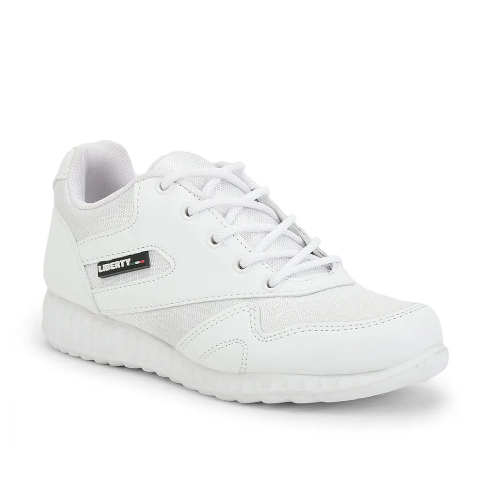 Force 10 White Lacing Uniform School Shoes For Kids 9906-90GN By Liberty