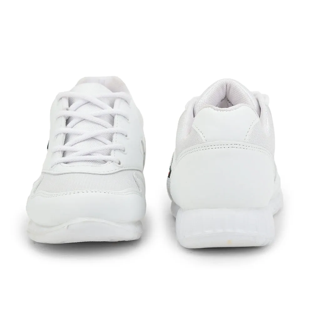 Force 10 White Lacing Uniform School Shoes For Kids 9906-90GN By Liberty