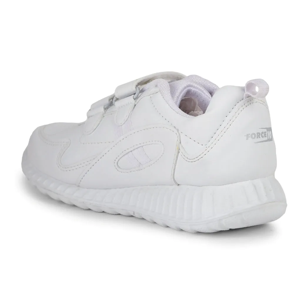 Force 10 White Velcro Uniform School Shoes For Kids 9906-02T-V By Liberty