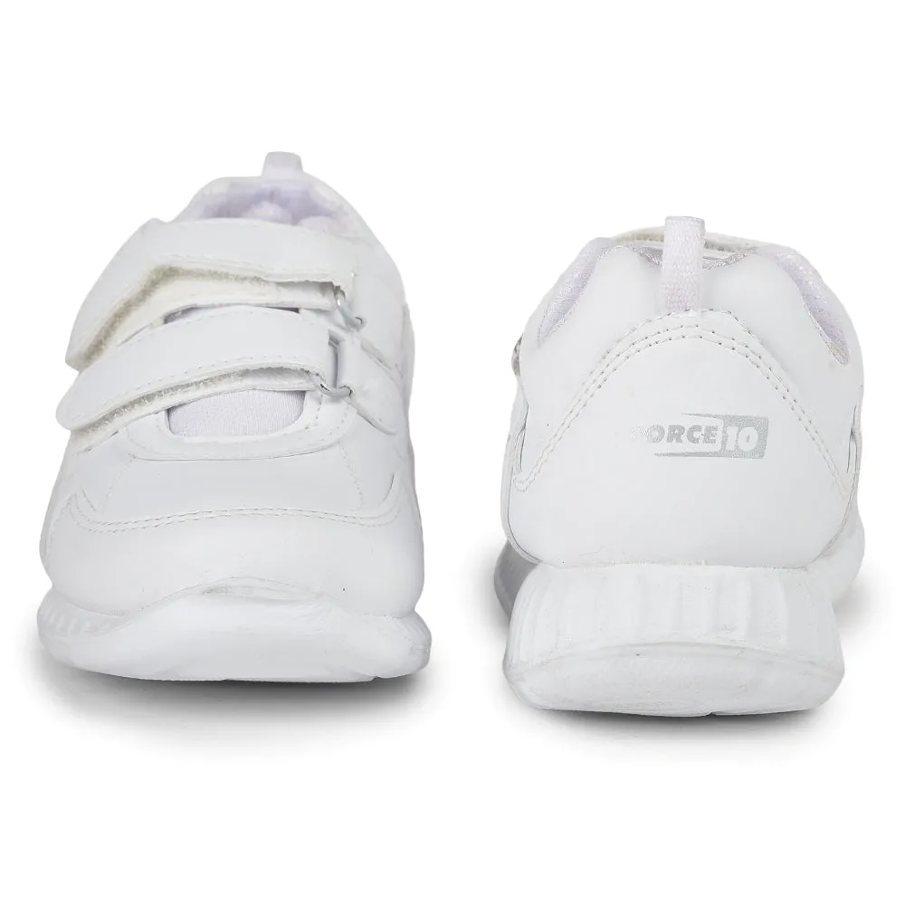 Force 10 White Velcro Uniform School Shoes For Kids 9906-02T-V By Liberty