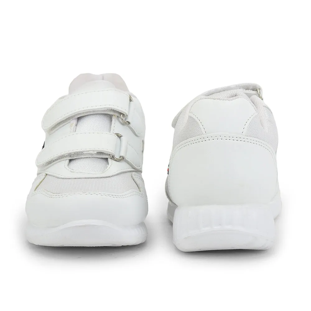 Force 10 White Velcro Uniform School Shoes For Kids 9906-90VGN By Liberty