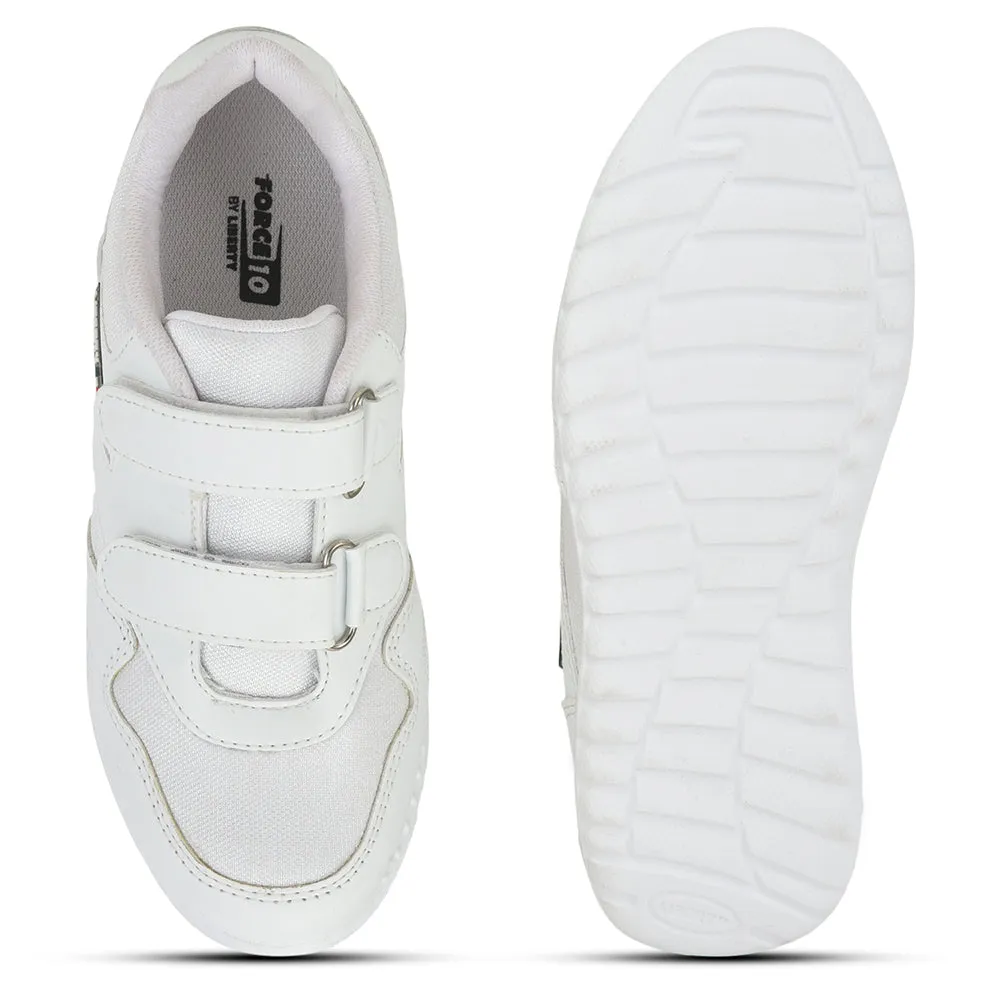 Force 10 White Velcro Uniform School Shoes For Kids 9906-90VGN By Liberty