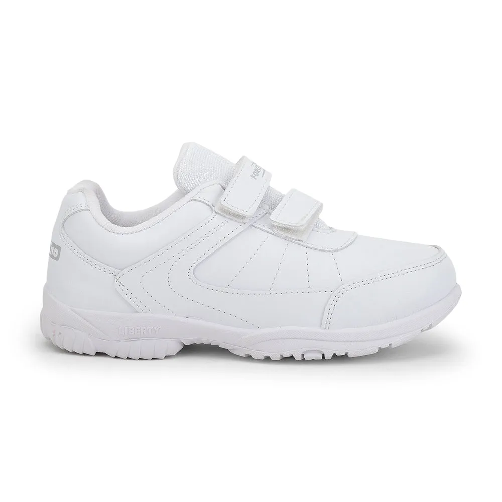 Force 10 White Velcro Uniform School Shoes For Kids SCHZONE-DV By Liberty