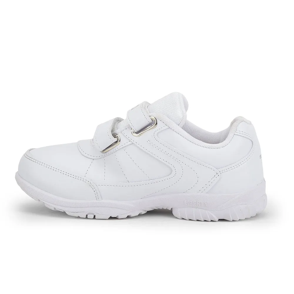 Force 10 White Velcro Uniform School Shoes For Kids SCHZONE-DV By Liberty