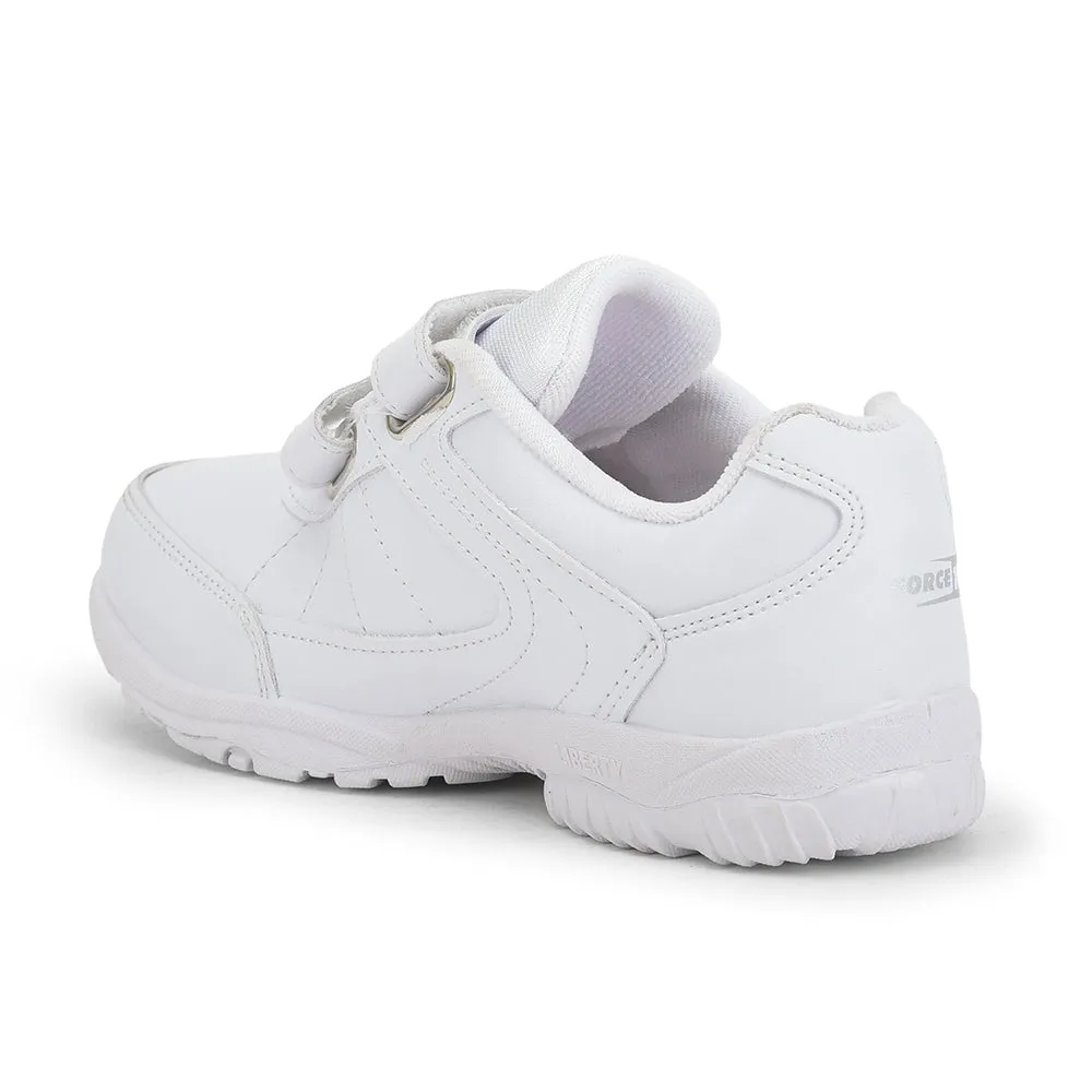 Force 10 White Velcro Uniform School Shoes For Kids SCHZONE-DV By Liberty