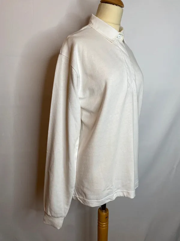 Front row clothing - BNWT - XL 14 - white cotton rugby style top shirt