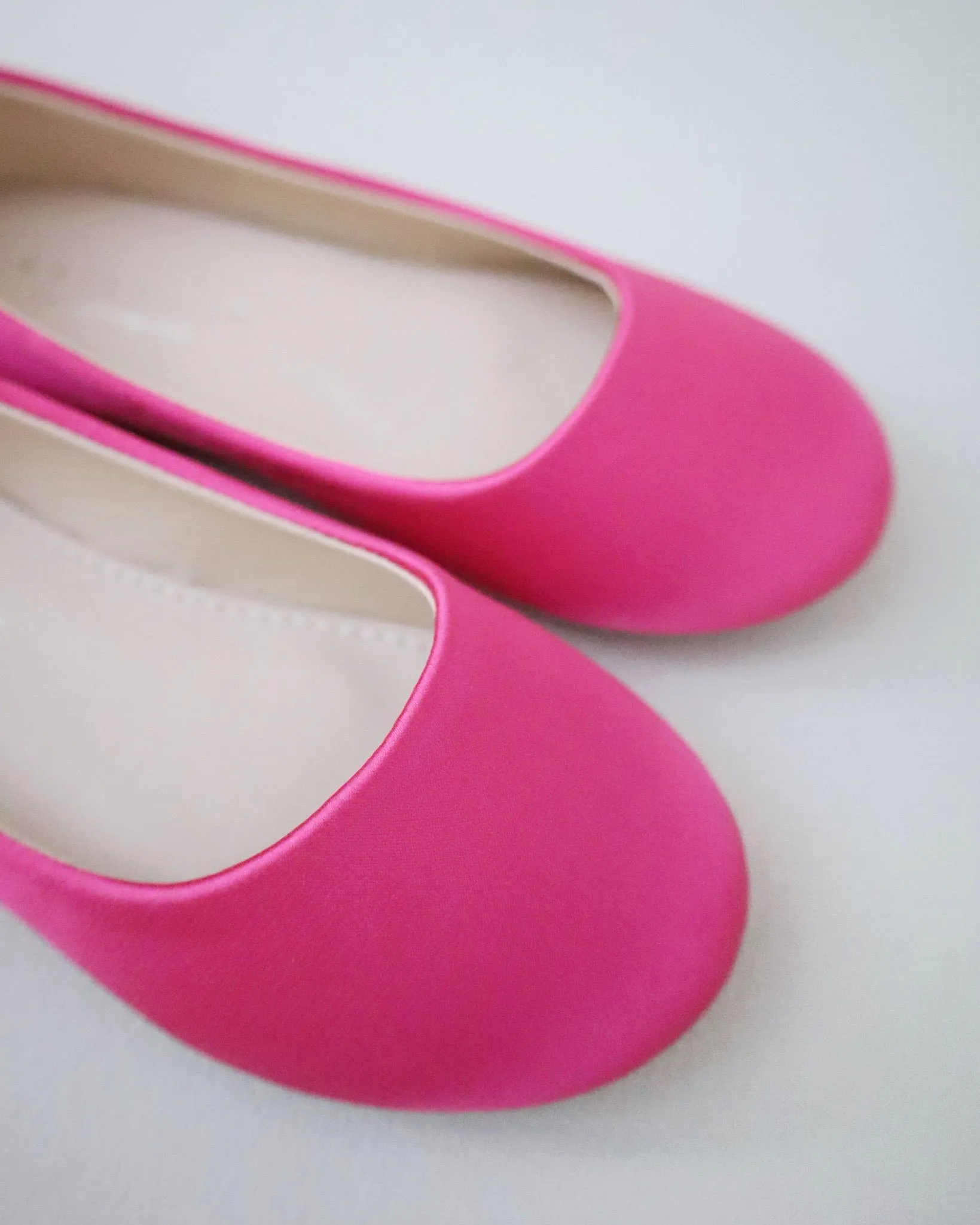 Fuchsia Satin Flats with Ankle Tie - Fuchsia Satin Ankle Tie Flats