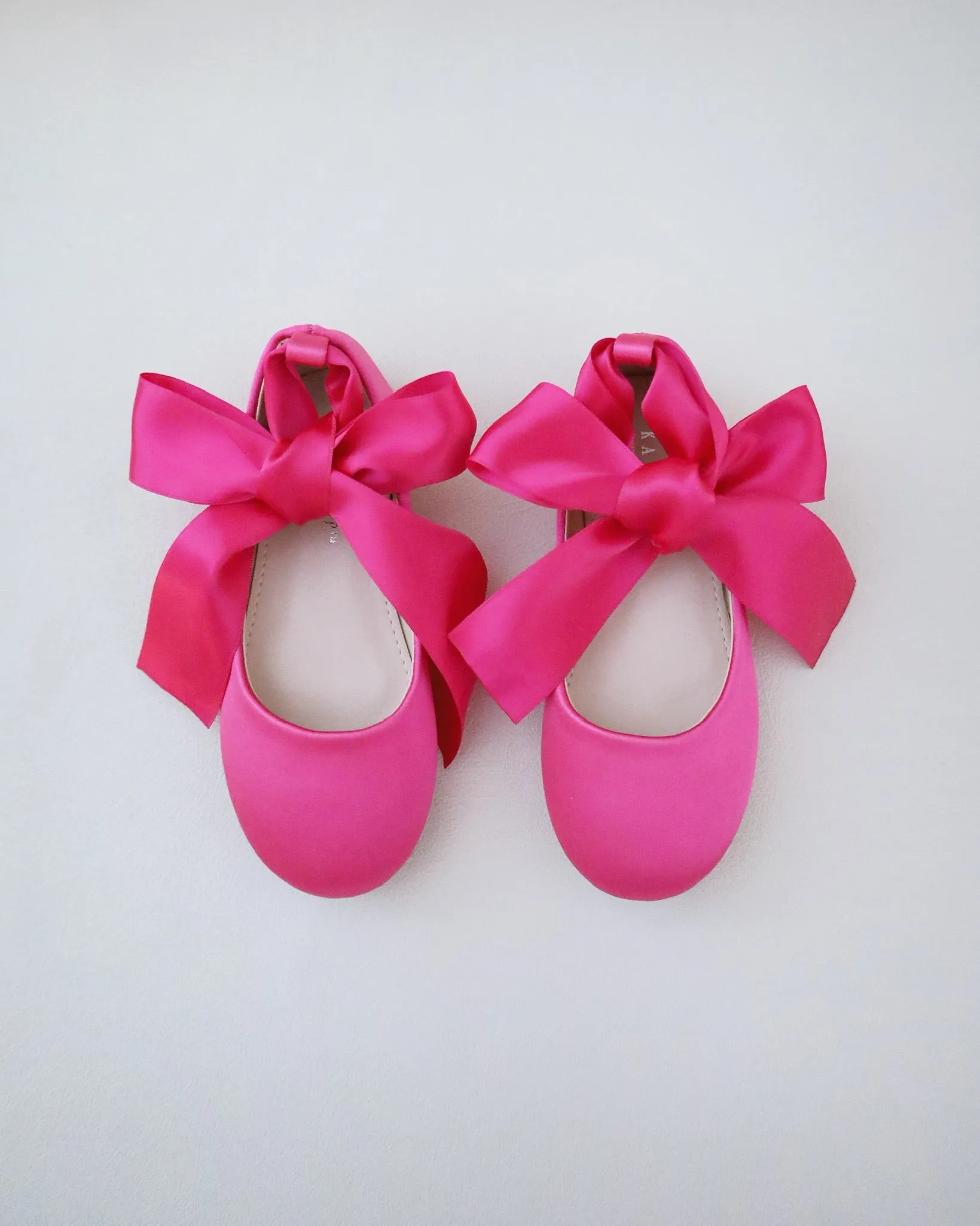 Fuchsia Satin Flats with Ankle Tie - Fuchsia Satin Ankle Tie Flats