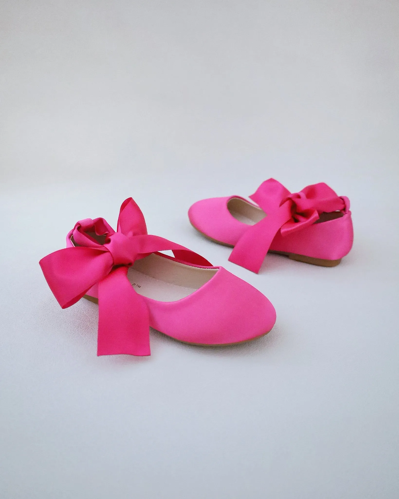 Fuchsia Satin Flats with Ankle Tie - Fuchsia Satin Ankle Tie Flats