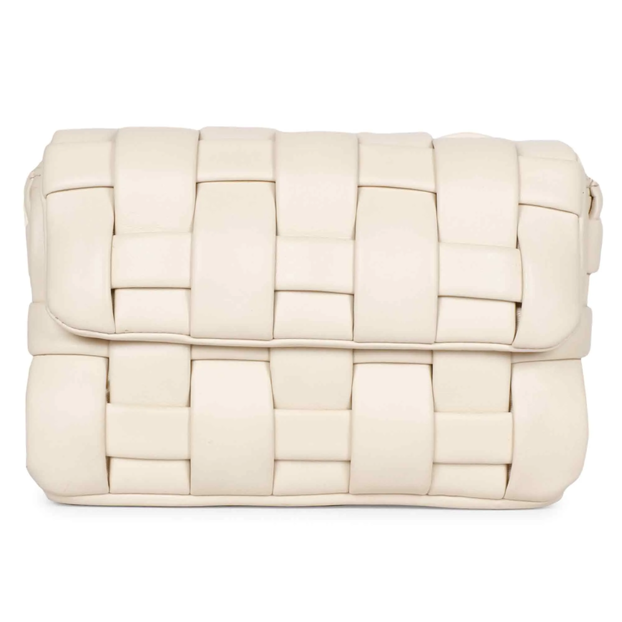 Giada Cream Woven Leather Cross Body Sling Bags