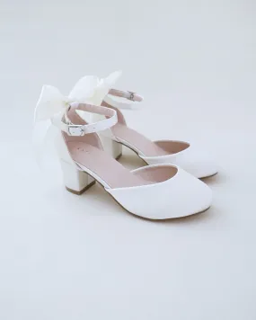 Girls Satin Block Heel Back Satin Bow - SEO Result