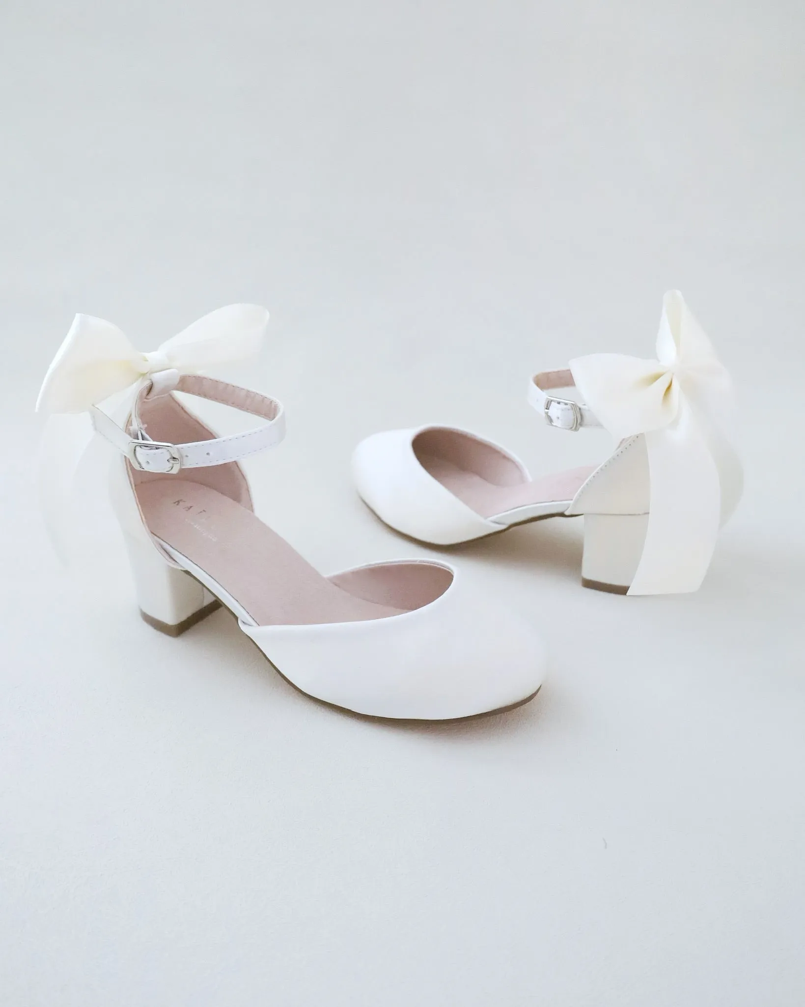 Girls Satin Block Heel Back Satin Bow - SEO Result