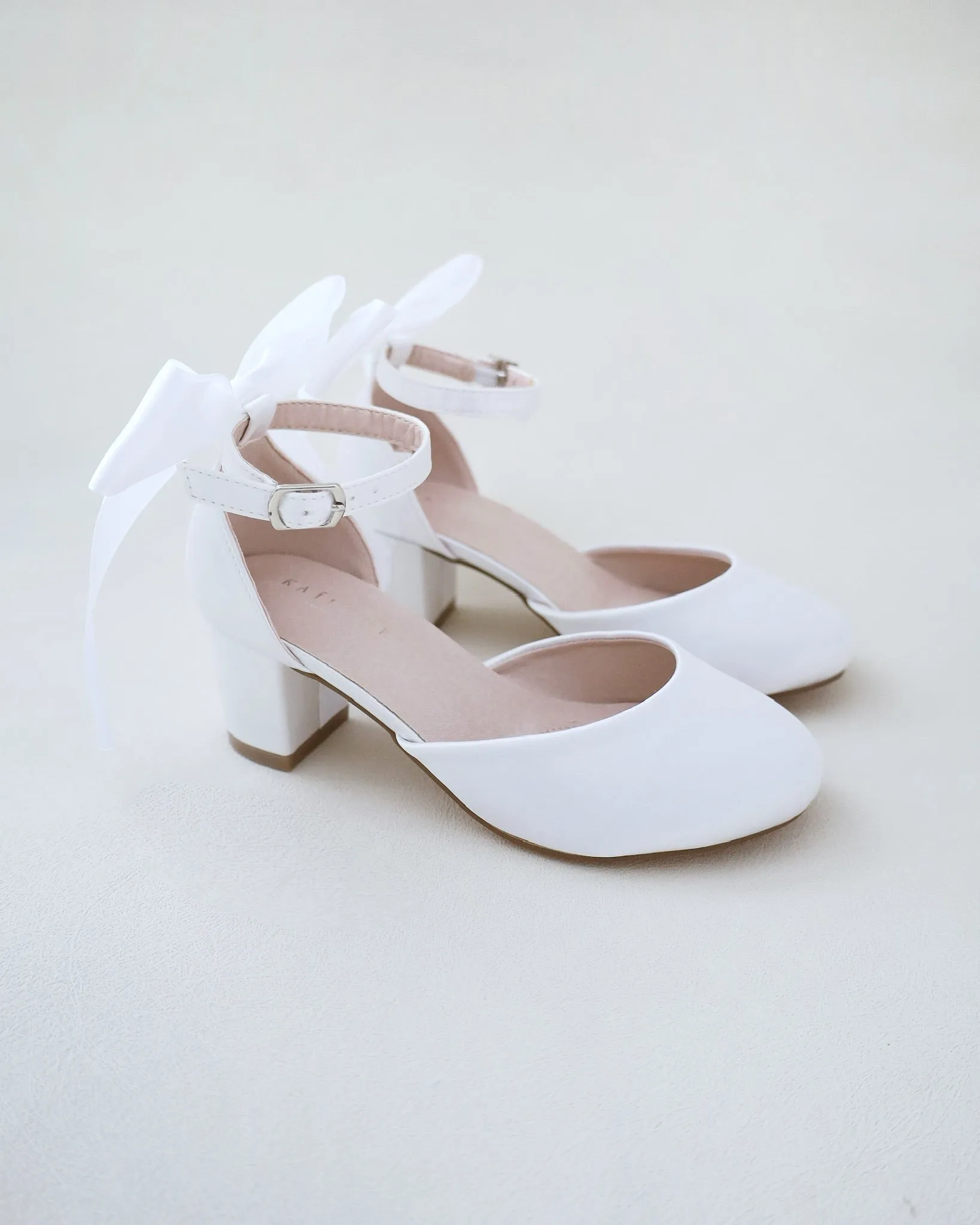 Girls Satin Block Heel Back Satin Bow - SEO Result