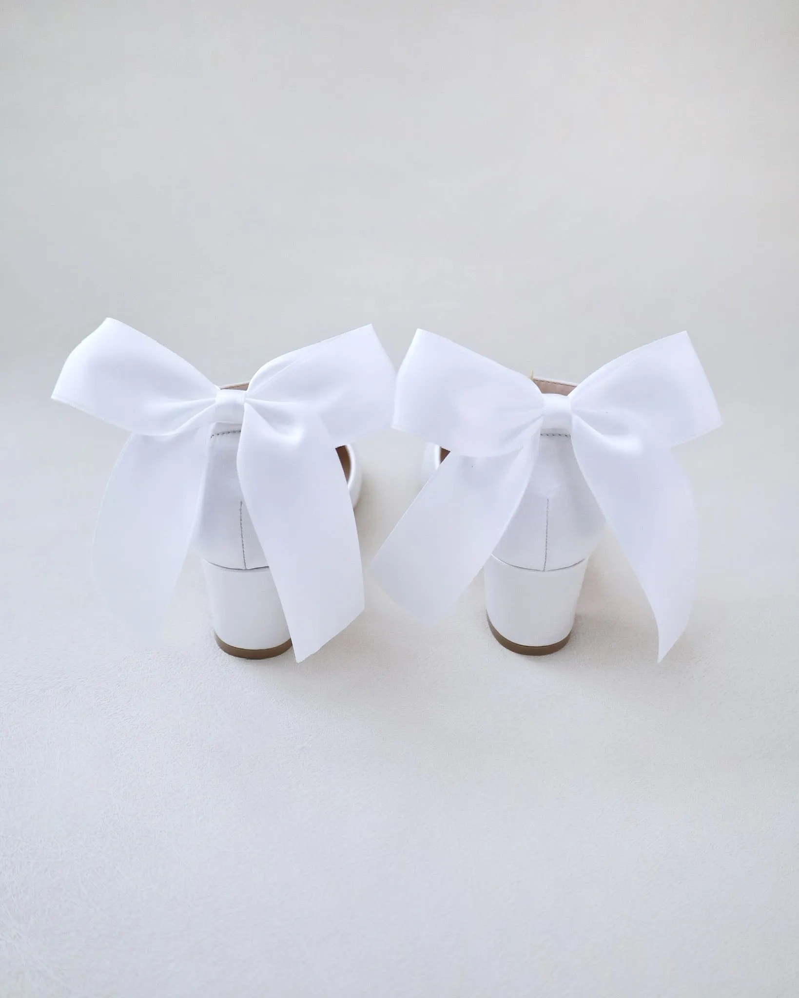 Girls Satin Block Heel Back Satin Bow - SEO Result