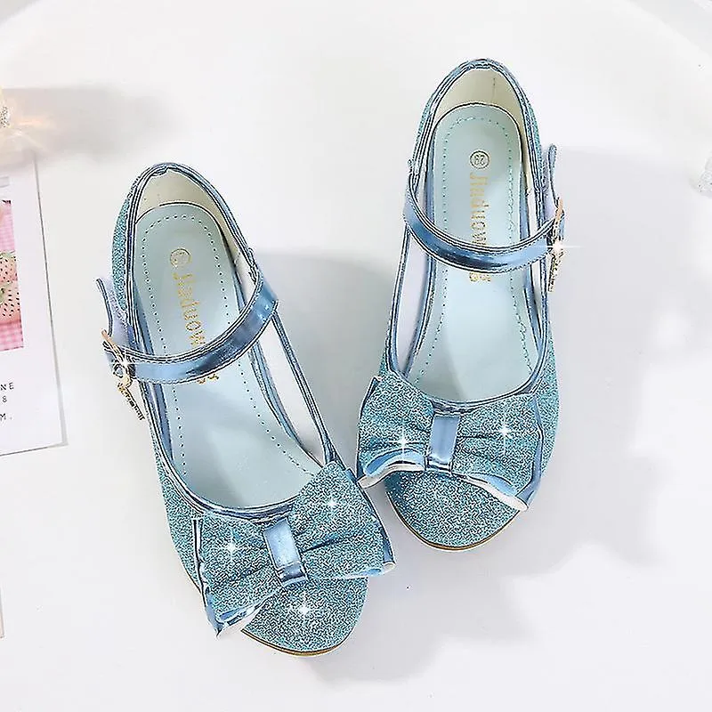 Girls Shoes Knot High-heel Shiny Kids Children's Single Shoes Present