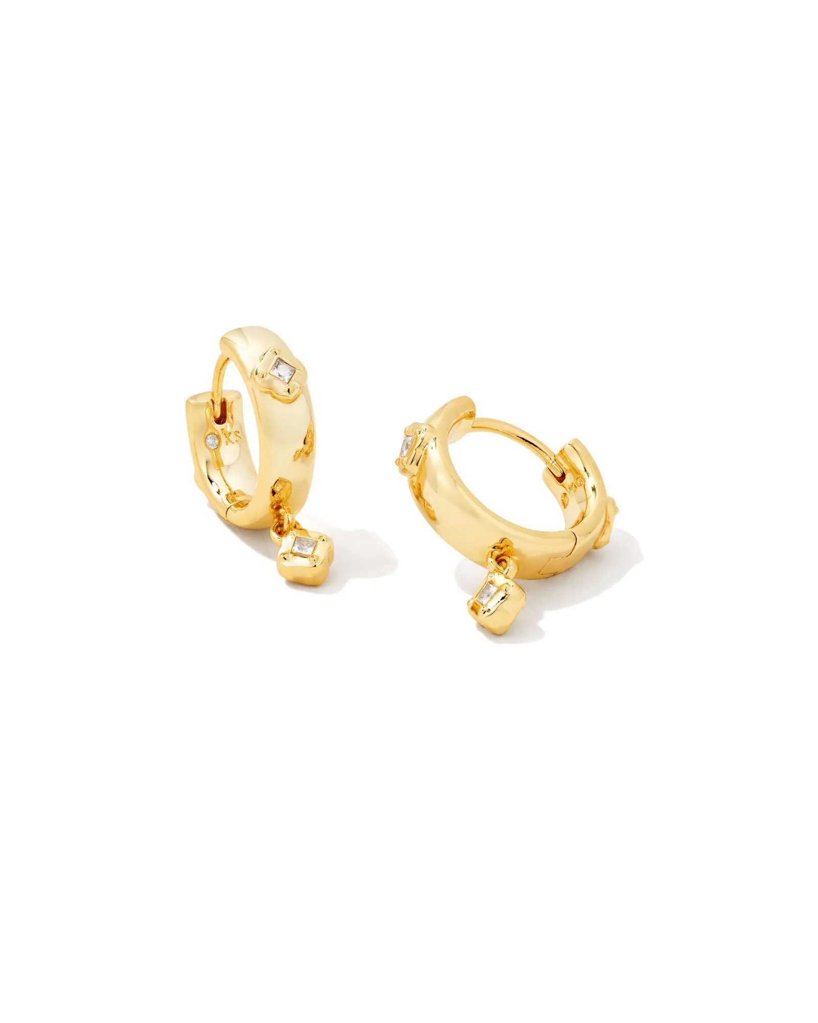 Gold White Crystal Huggie Earring from Joelle