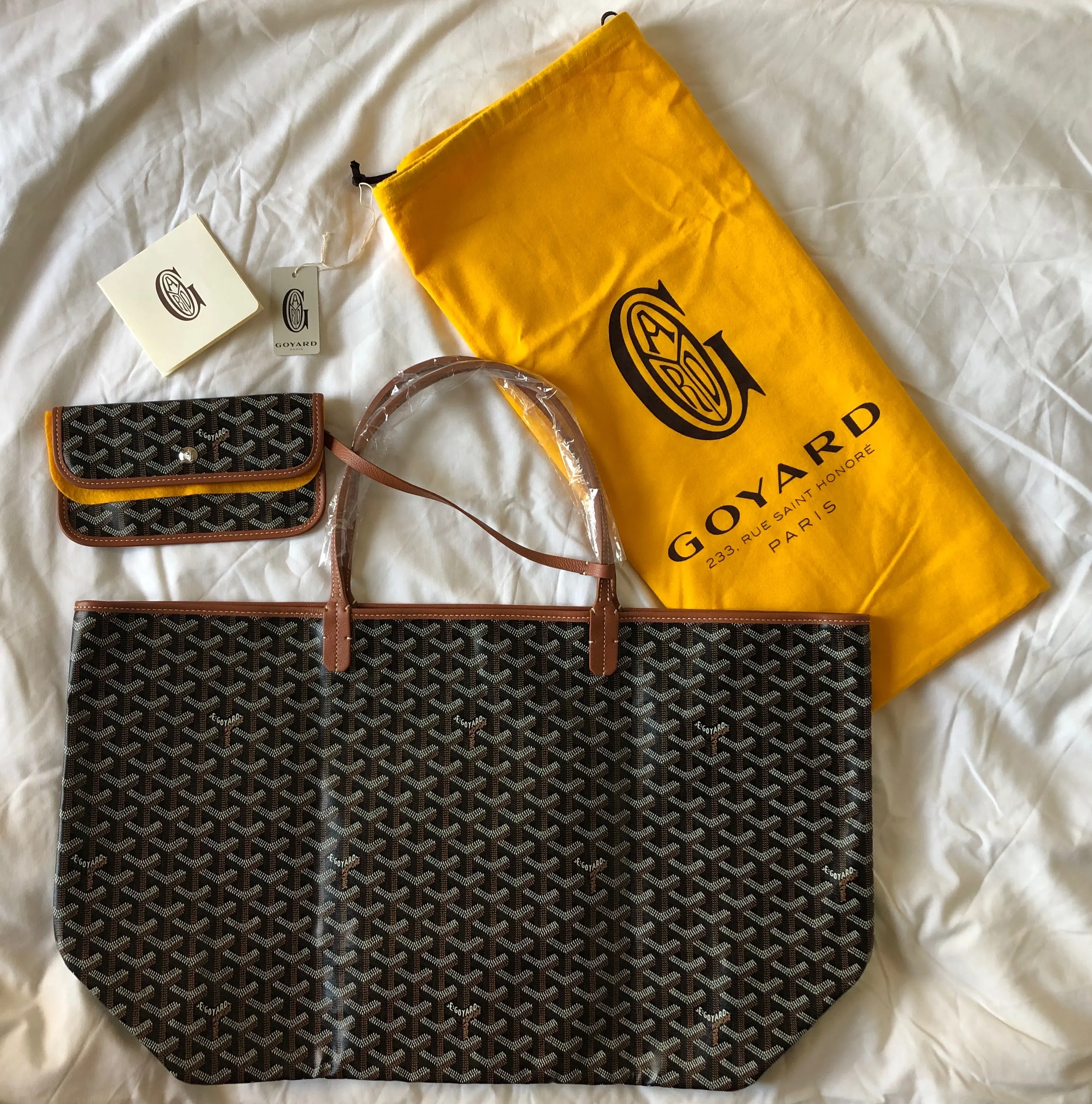 Goyard St. Louis Tote Black Tan Trim GM - New with Tags