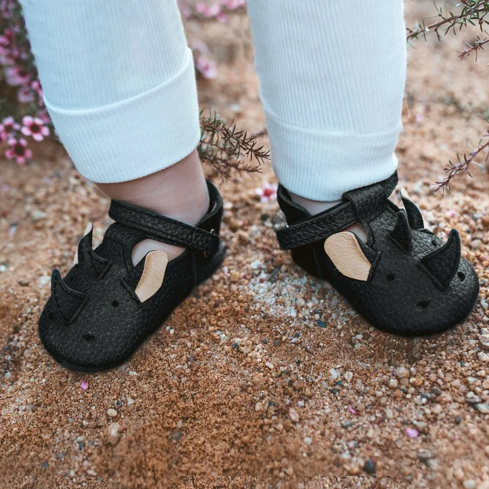 Grey Leather Baby Shoes