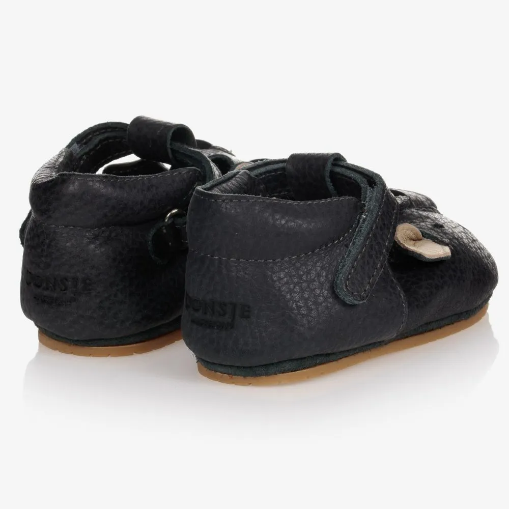 Grey Leather Baby Shoes