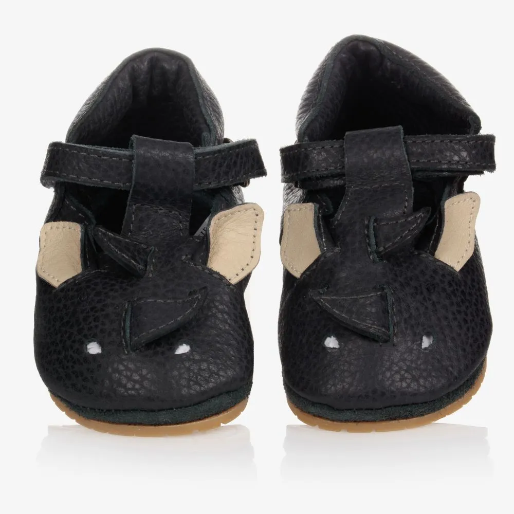 Grey Leather Baby Shoes