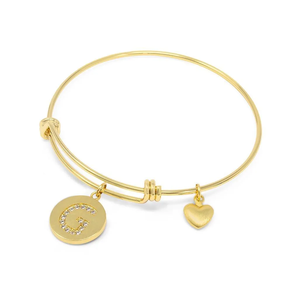 Handmade 20kt Gold Plated Crystal Initial Bracelet G