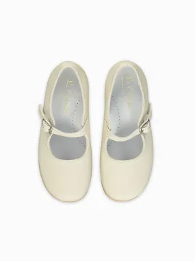 Ivory Leather Girl Mary Jane Shoes