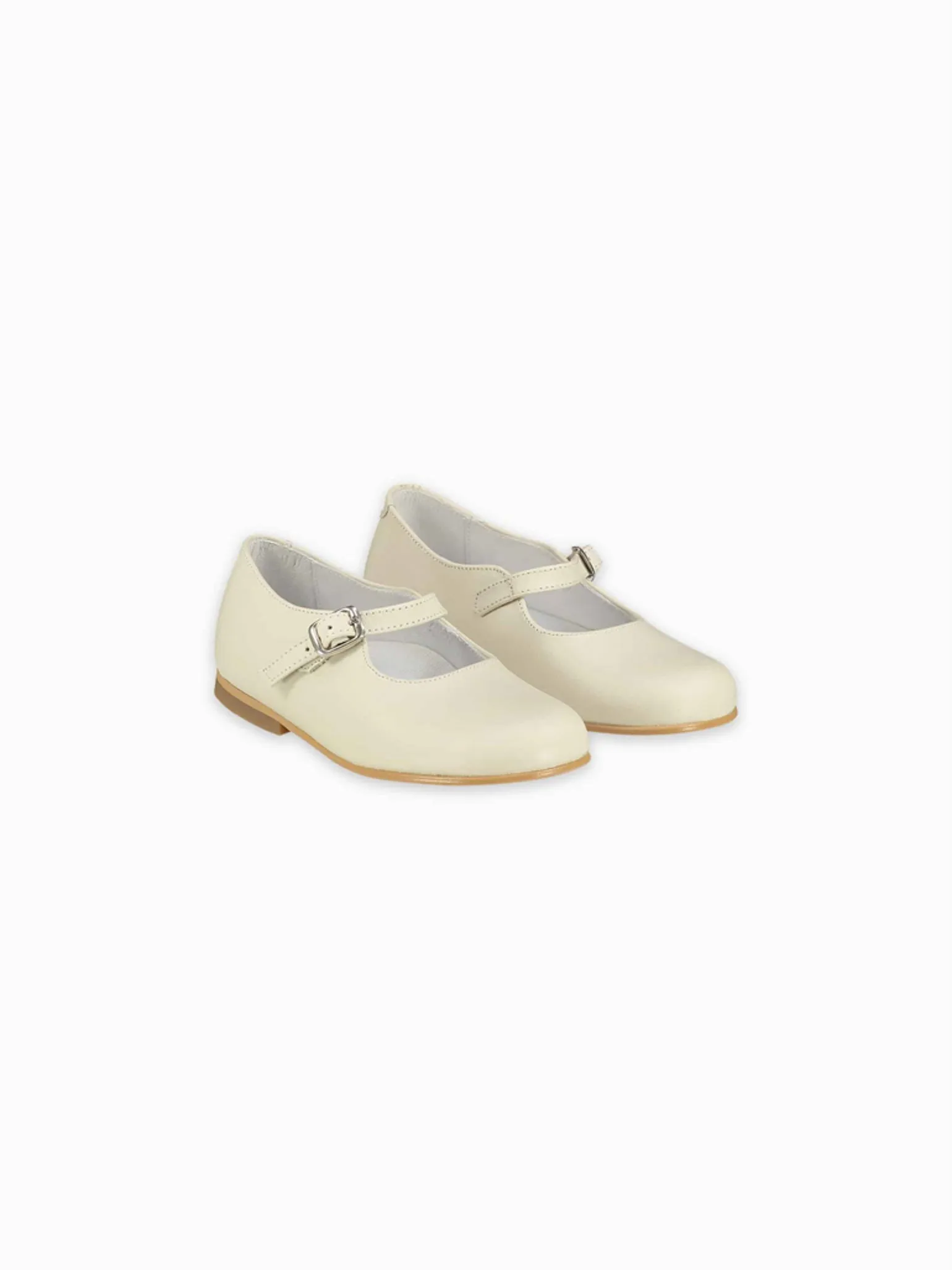 Ivory Leather Girl Mary Jane Shoes