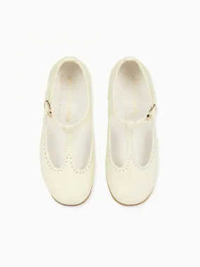 Ivory Leather Girl T-Bar Shoes