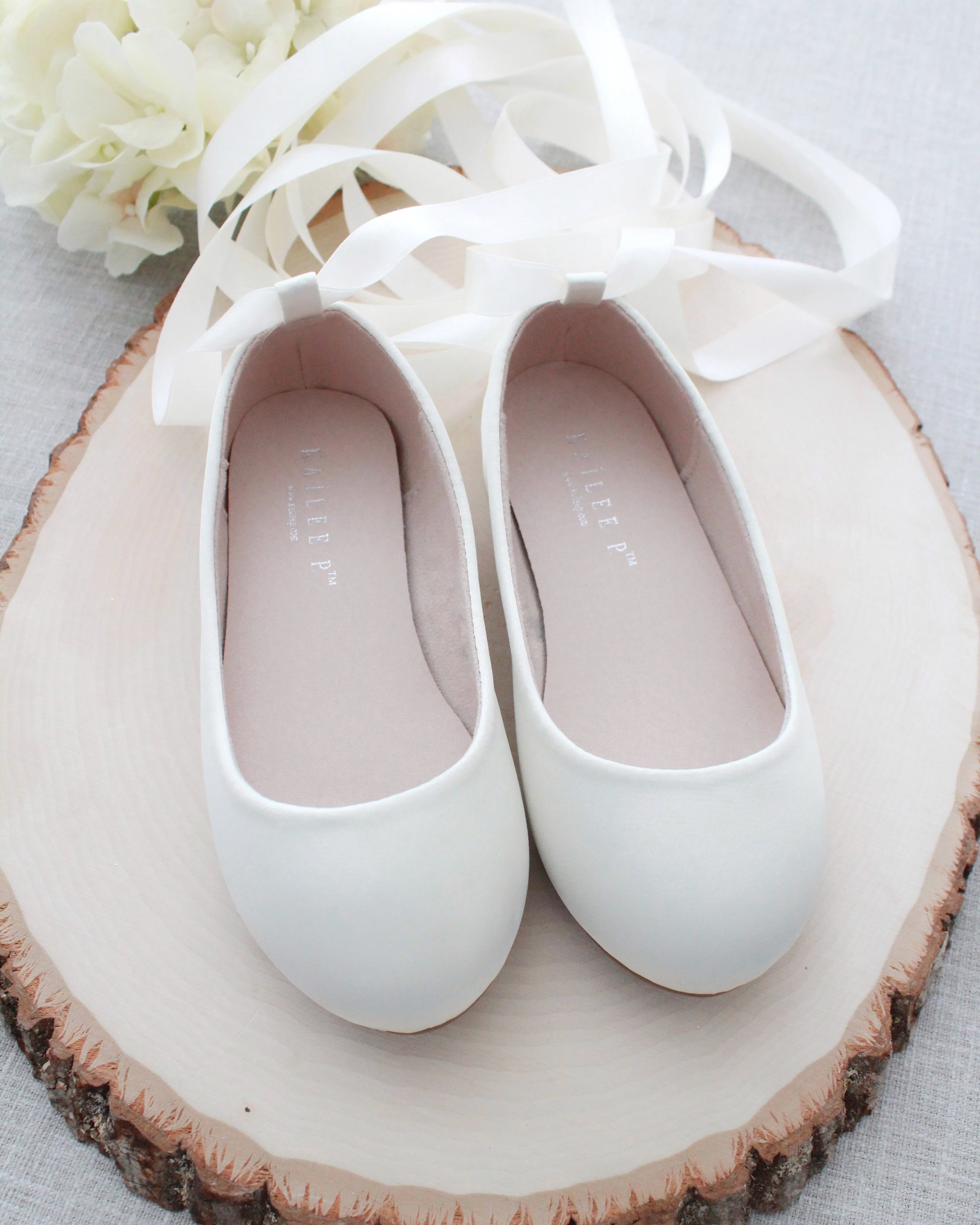 Ivory Satin Ankle Tie or Ballerina Lace Up - Buy now!