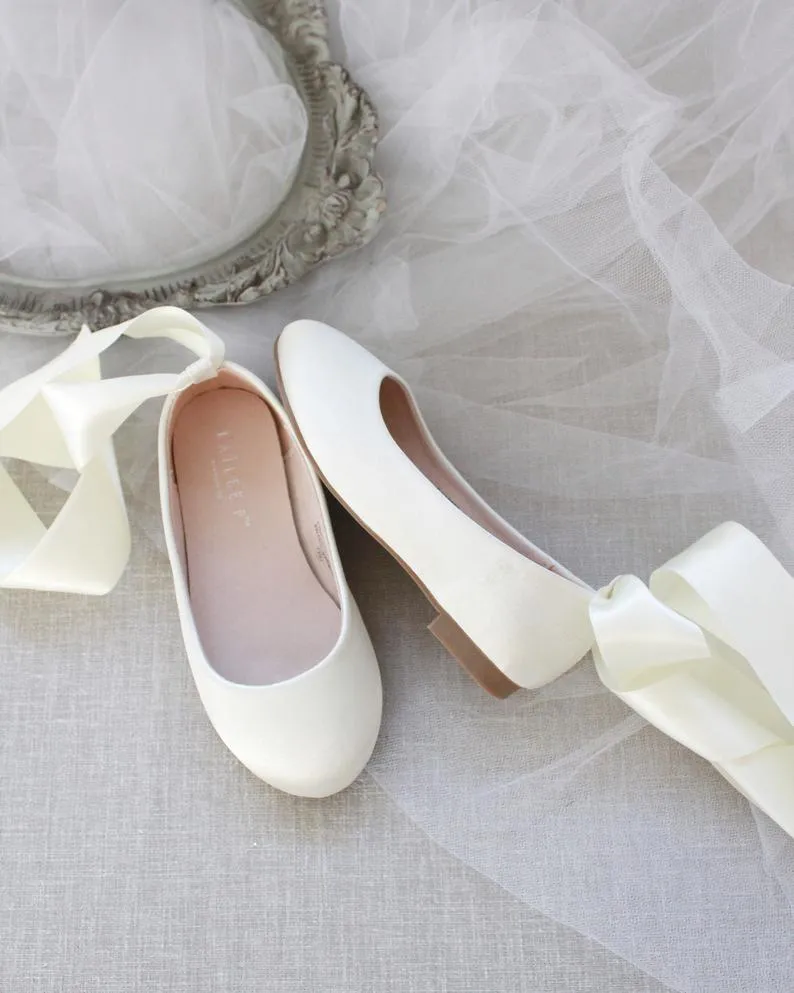 Ivory Satin Ankle Tie or Ballerina Lace Up - Buy now!