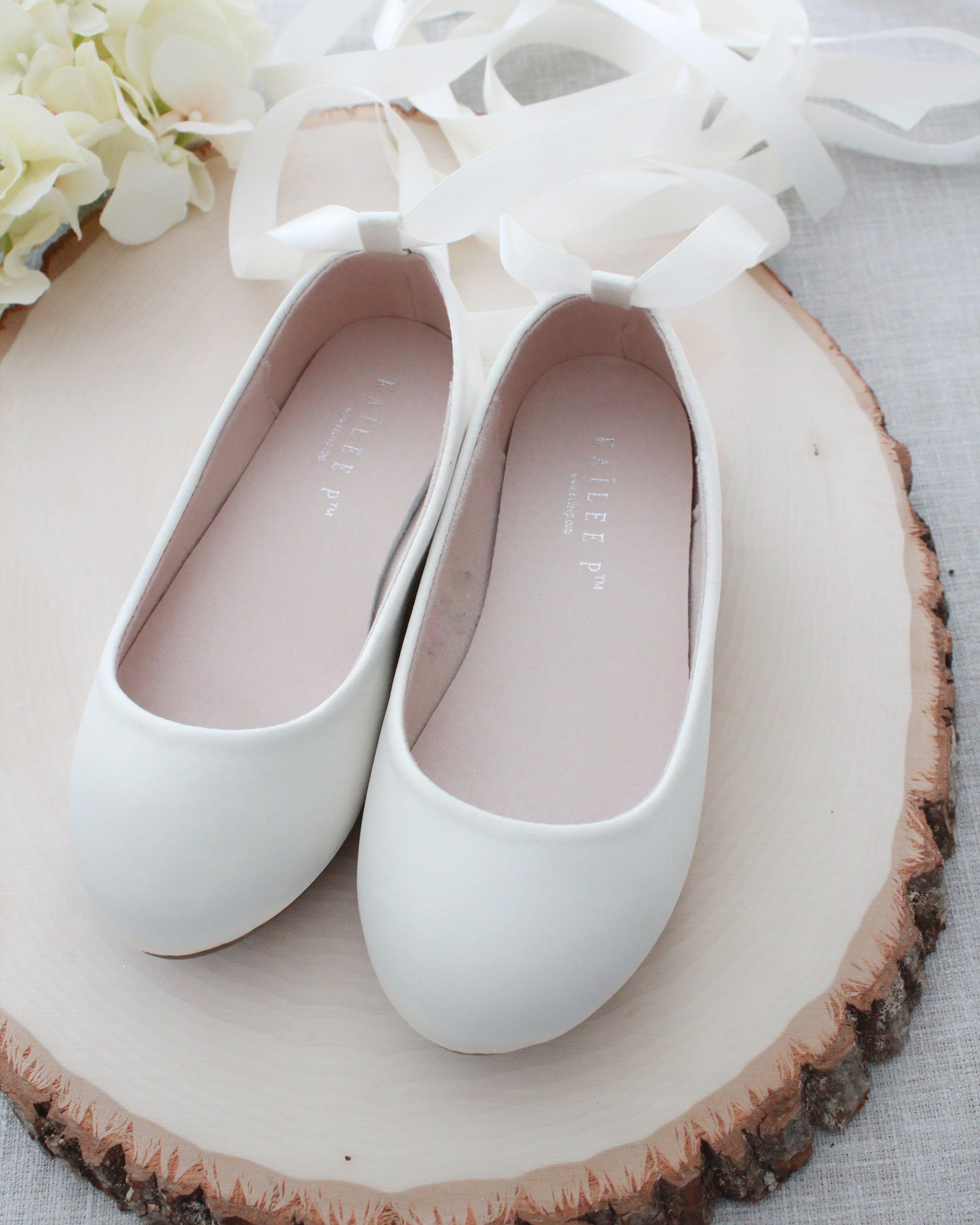 Ivory Satin Ankle Tie or Ballerina Lace Up - Buy now!