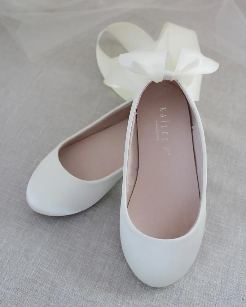 Ivory Satin Ankle Tie or Ballerina Lace Up - Buy now!