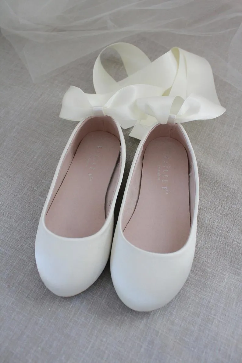 Ivory Satin Ankle Tie or Ballerina Lace Up - Buy now!