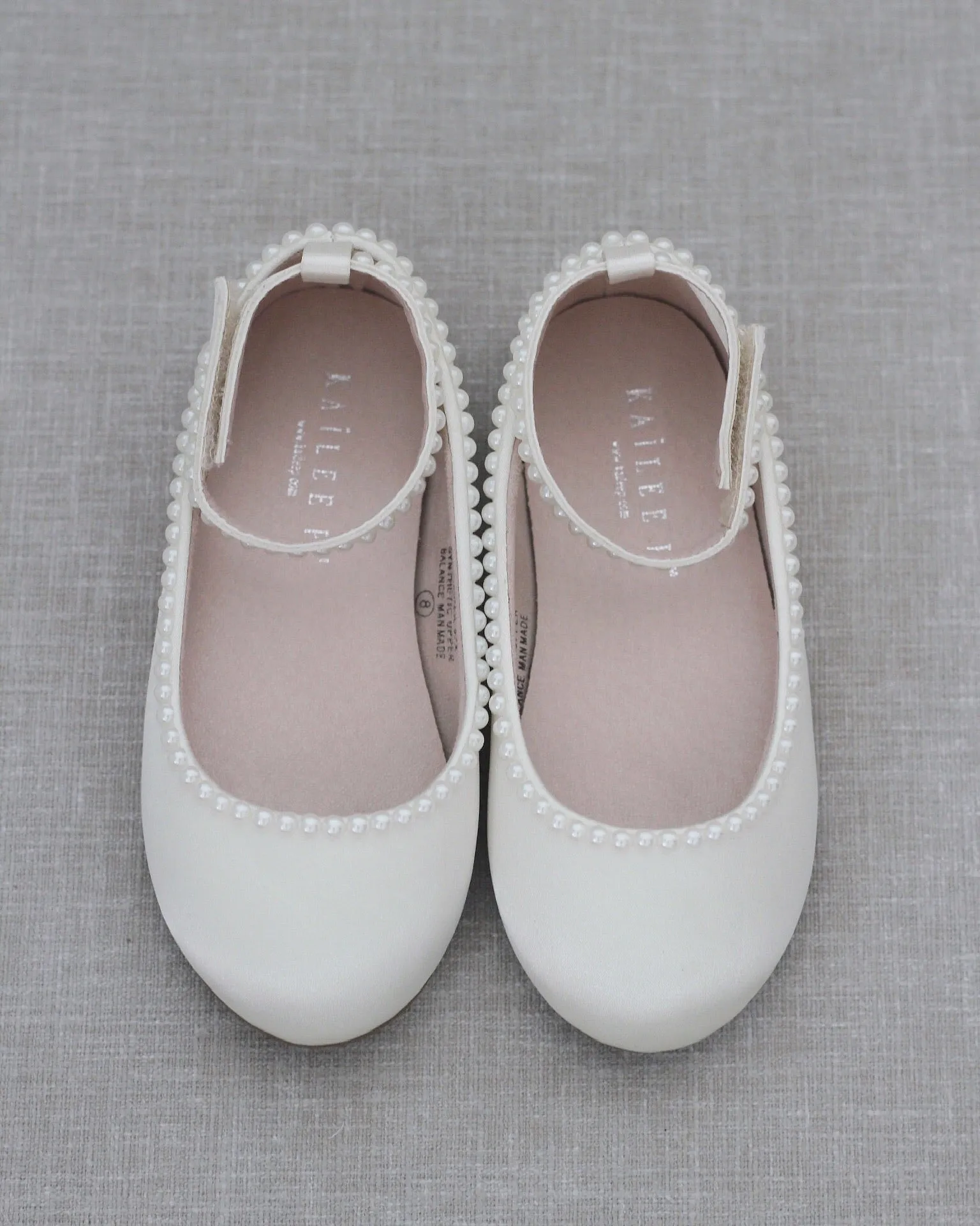 Ivory Satin Pearl Flats